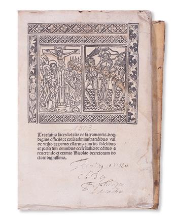 NICOLAUS DE BLONY. Tractatus sacerdotalis de sacramentis. 1503 + FERNÁNDEZ DE SANTAELLA. Sacerdotalis instructio circa missam. 1503